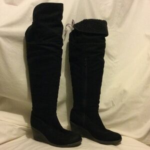 Thigh High Black Suede Boots Size 9 W